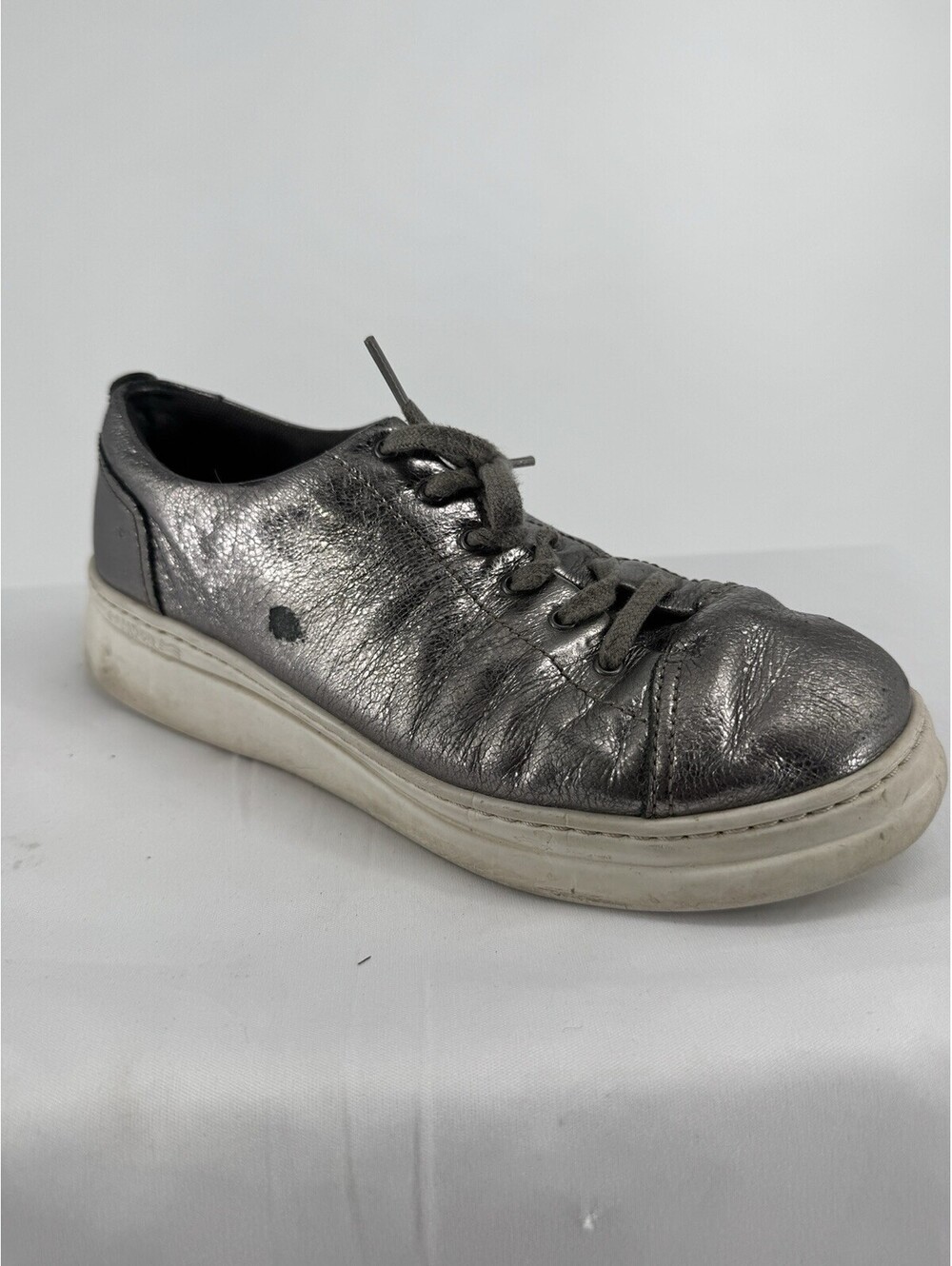 Camper shoes womens 41 10.5/11 silver leather low top lace up casual designer
